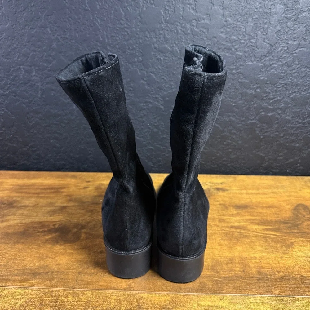 Hush Puppies Waterproof 295080 Black Suede Mid-Calf Boots Womens 6M